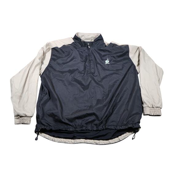 Nike Golf Pullover Jacket Mens XL Black Beige Clima-Fit Windbreaker Bunny Logo - Picture 1 of 8